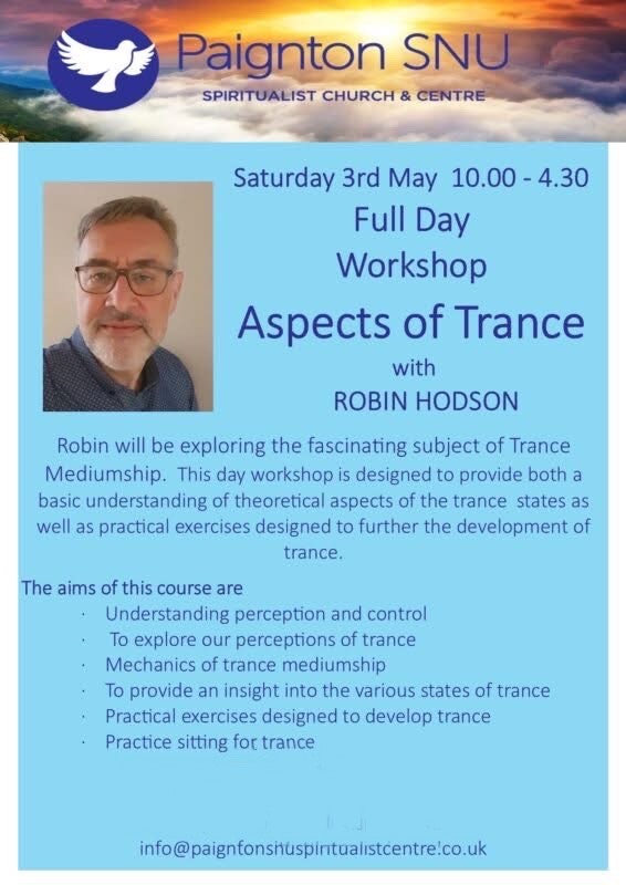 Trance Workshop called The Aspects Of Trance with Robin Hodson